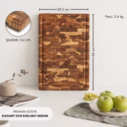 ERREKE Skärbräda. Teak. Ändträ. 44x30x3,2 cm. Med juicekanal. Bali XL