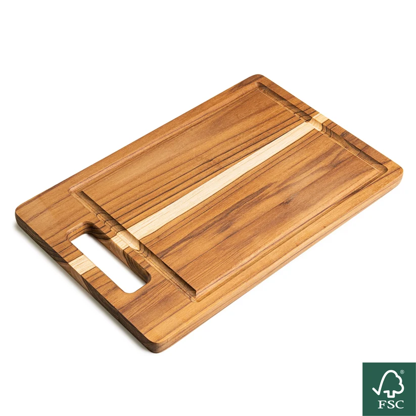 ERREKE Skärbräda. Teak. 40,5x30,5x2cm. Med handtag och juicekanal. Fortaleza