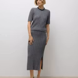 Lorella stickad kjol grå