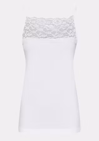 Nilla Wide lace top broken white
