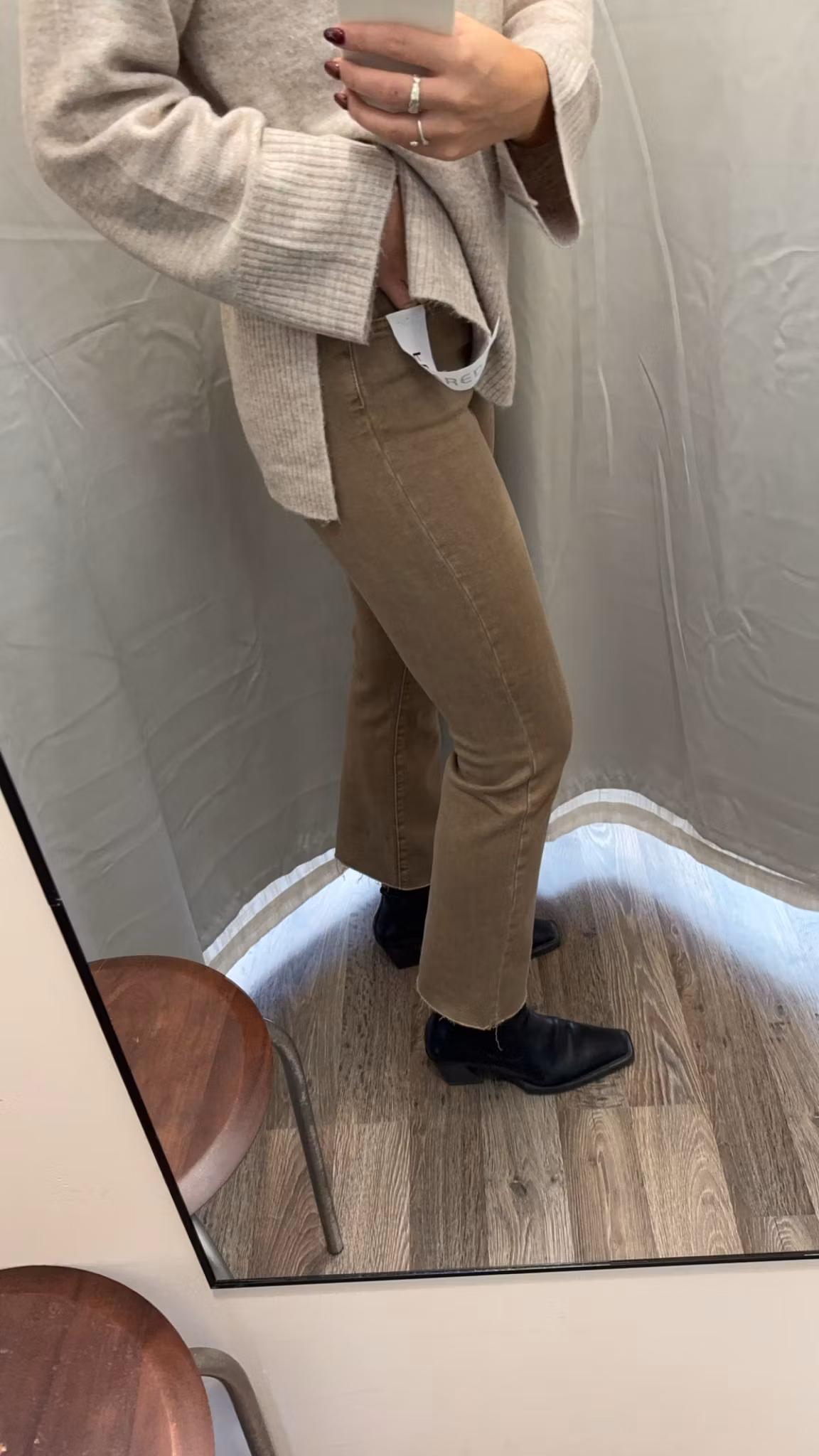 Folyrose jeans flare mörk beige