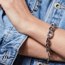 Ridge chunky armband silver