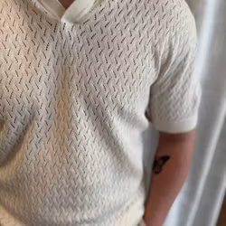 Lino stickad piké egret