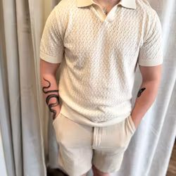 Lino stickad piké egret