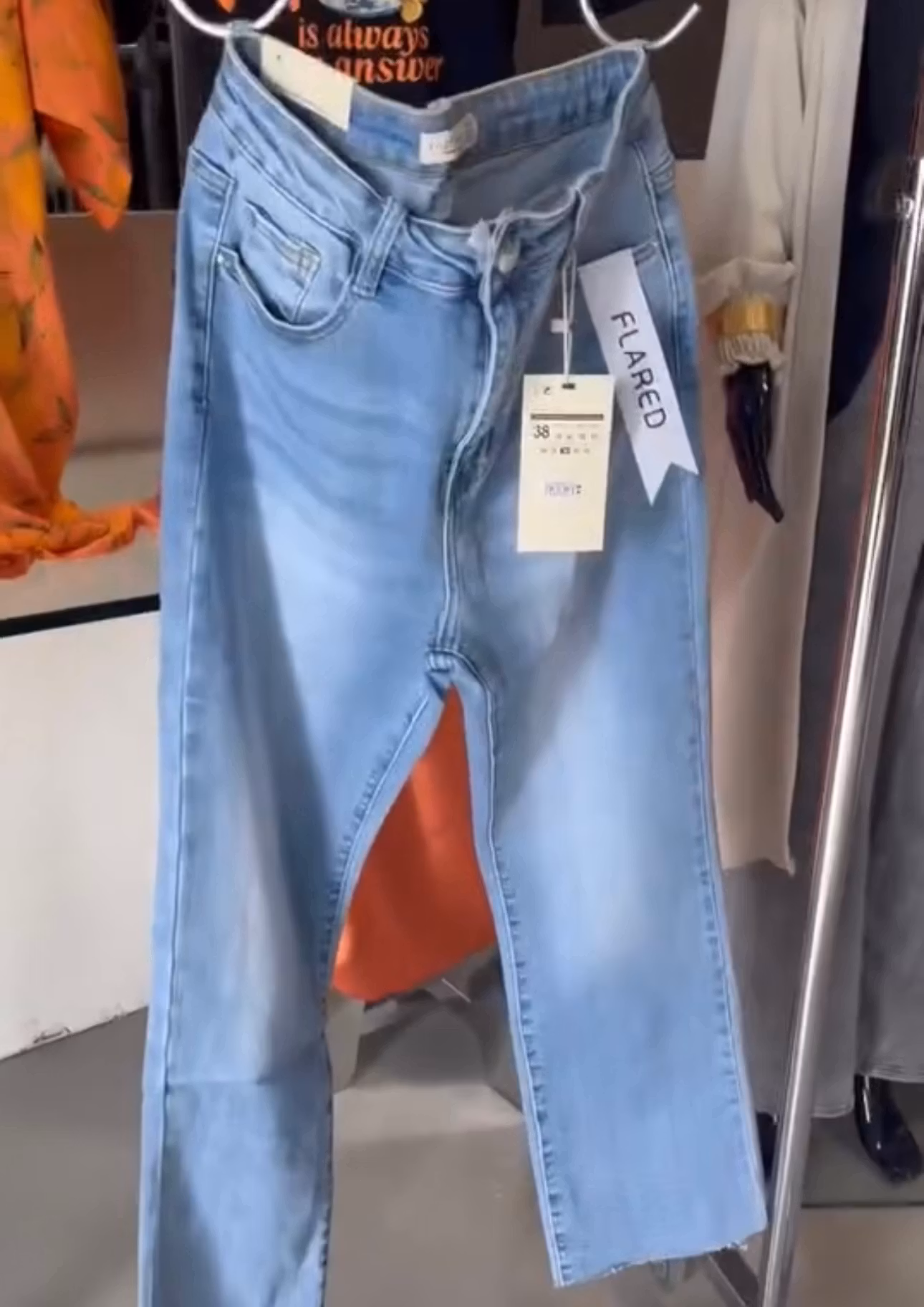 Folyrose jeans flare blå