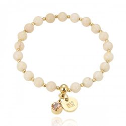 Baverly armband ivory/guld