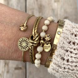 Baverly armband ivory/guld
