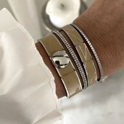 Rose armband sand/silver