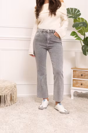 Folyrose jeans flare ljusgrå