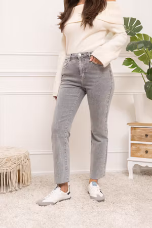 Folyrose jeans flare ljusgrå