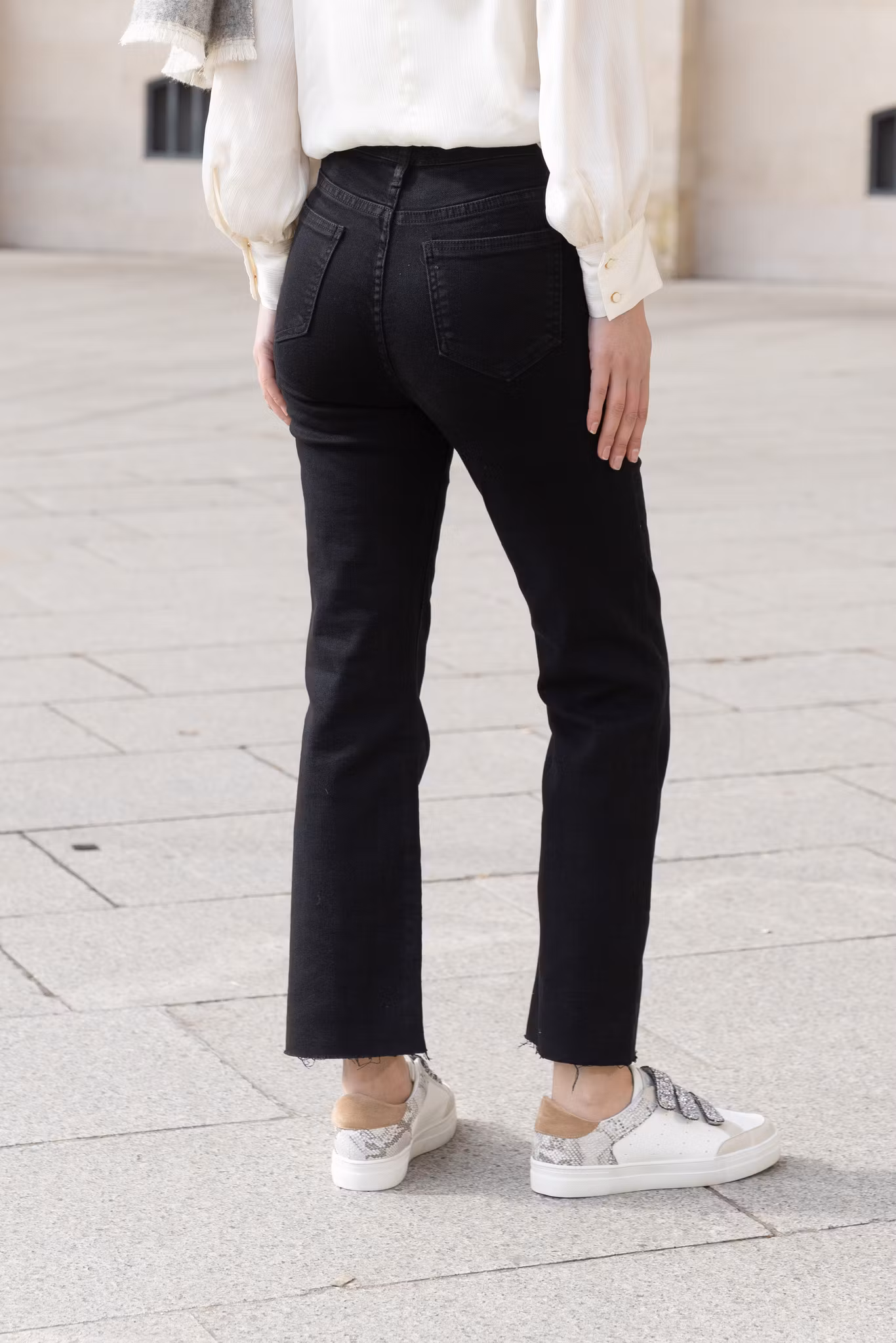 Folyrose jeans flare svart