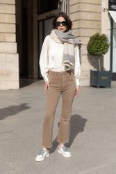 Folyrose jeans flare mörk beige