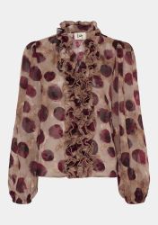 Vibse ruffle blus vinröd