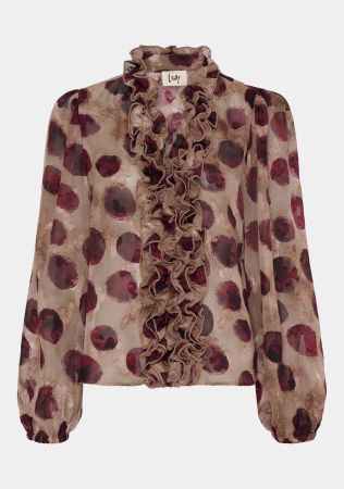 Vibse ruffle blus vinröd