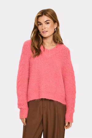 Manda stickad tröja rosa