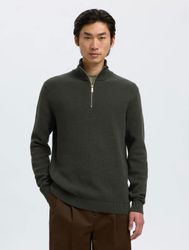 Dane stickad half zip mörkgrön