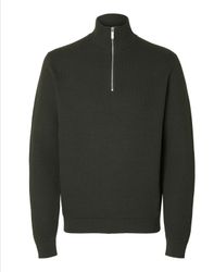 Dane stickad half zip mörkgrön
