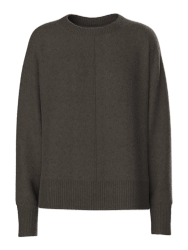 Malou o-neck stickad mörkbrun
