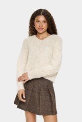 Manda stickad tröja beige