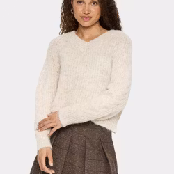 Manda stickad tröja beige