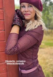 Alexis mesh strass vinröd