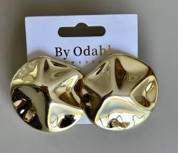 Örhänge stor rund bankad guld