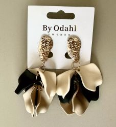 Bladörhänge svart/beige/sand guld