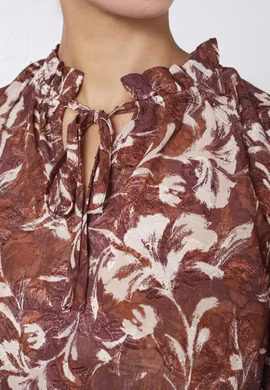 Elza blus bordeaux flower