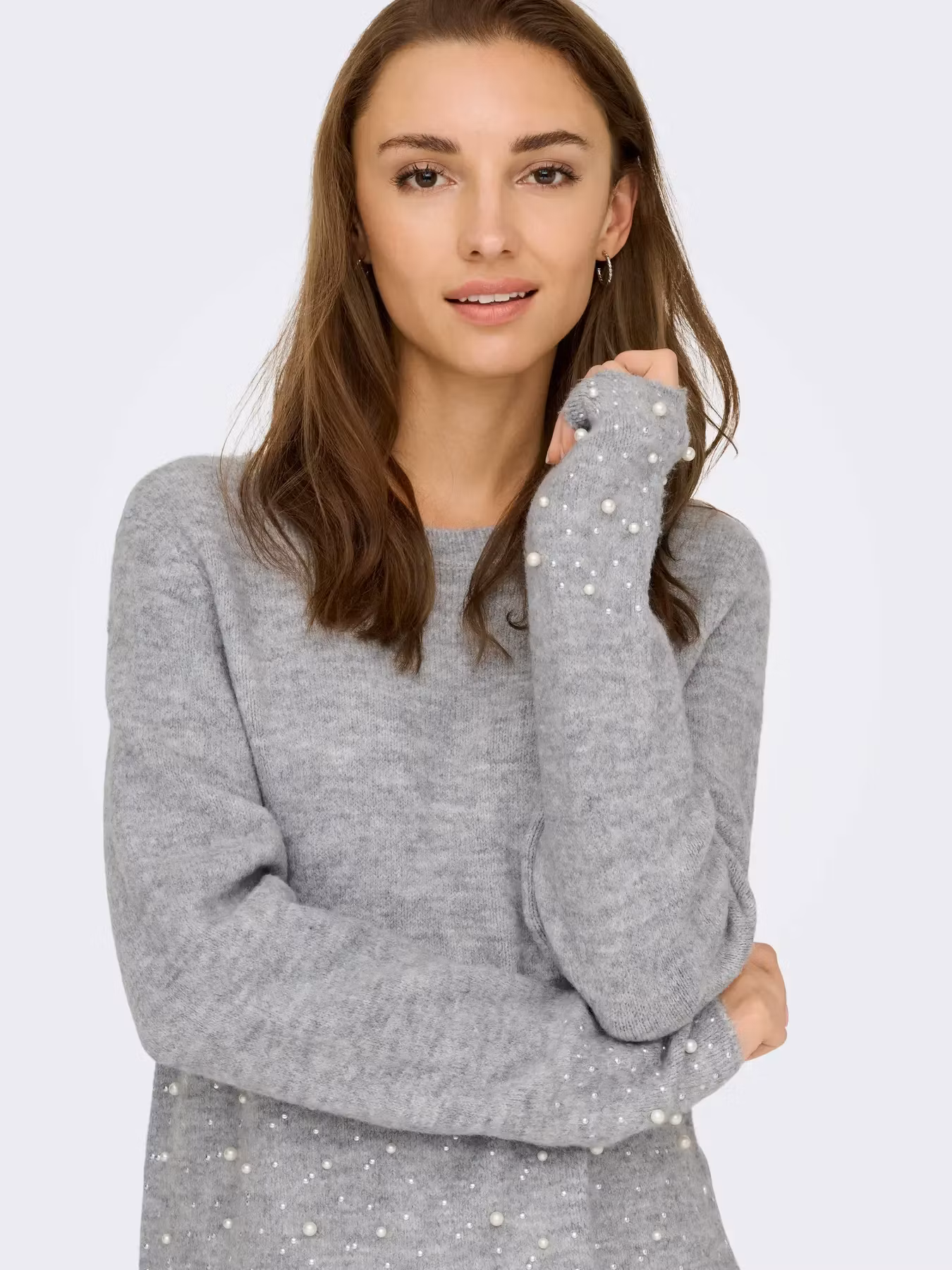 Pearl stickad grå melange