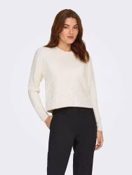 Pearl stickad vit melange