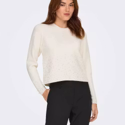 Pearl stickad vit melange