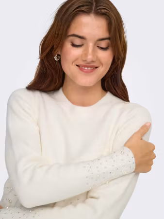 Pearl stickad vit melange