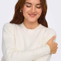 Pearl stickad vit melange