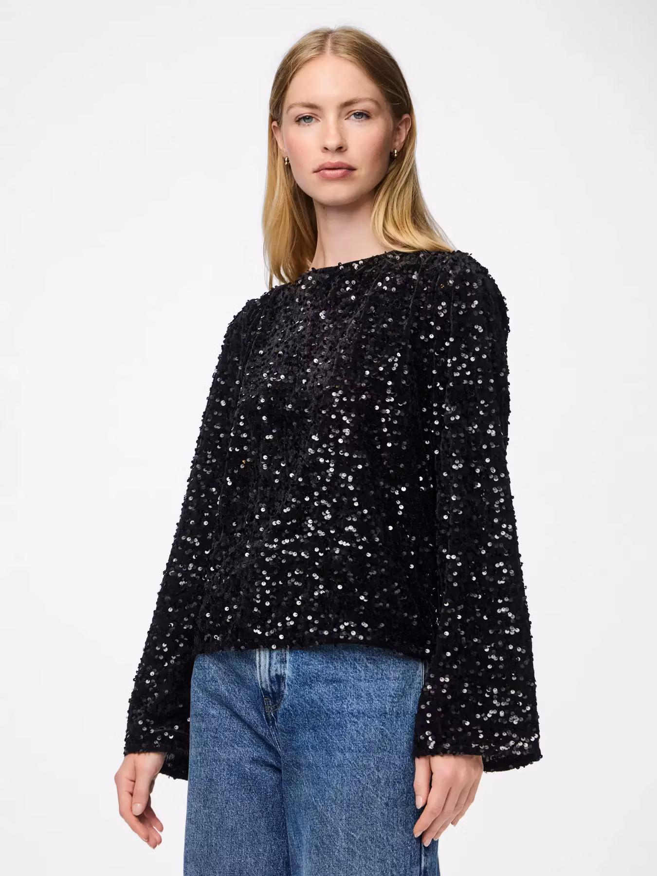 Kam paljett topp svart