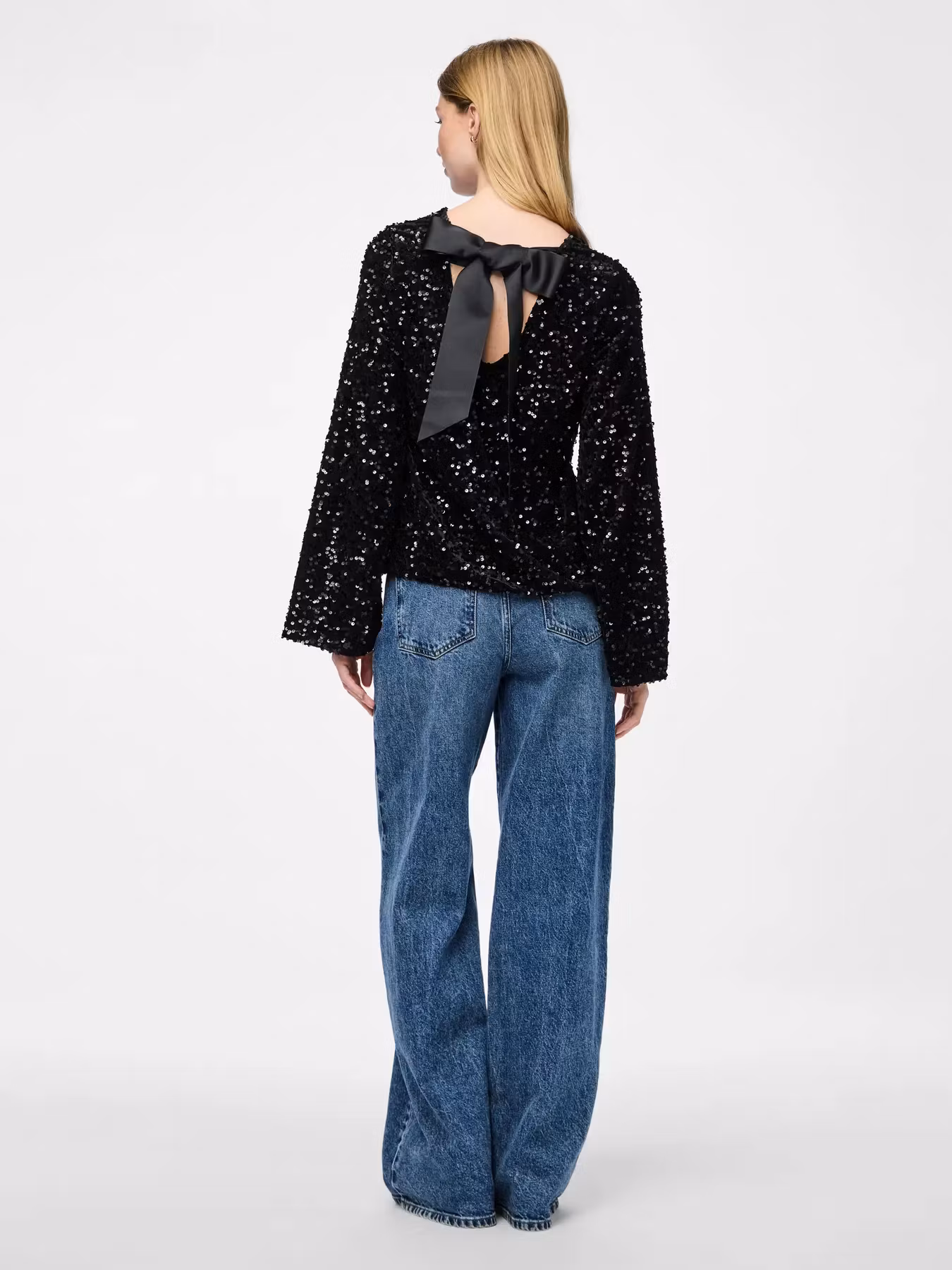 Kam paljett topp svart