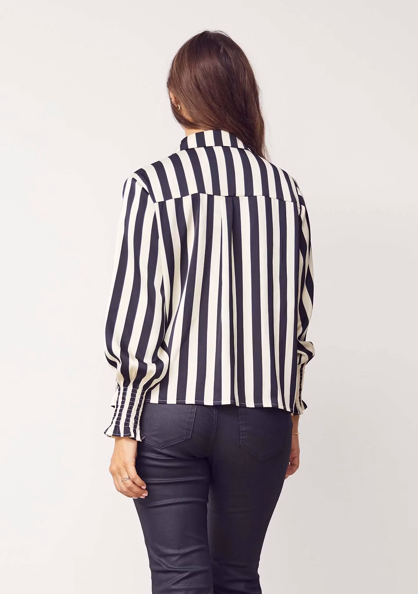 Melba skjortblus black/cream stripe