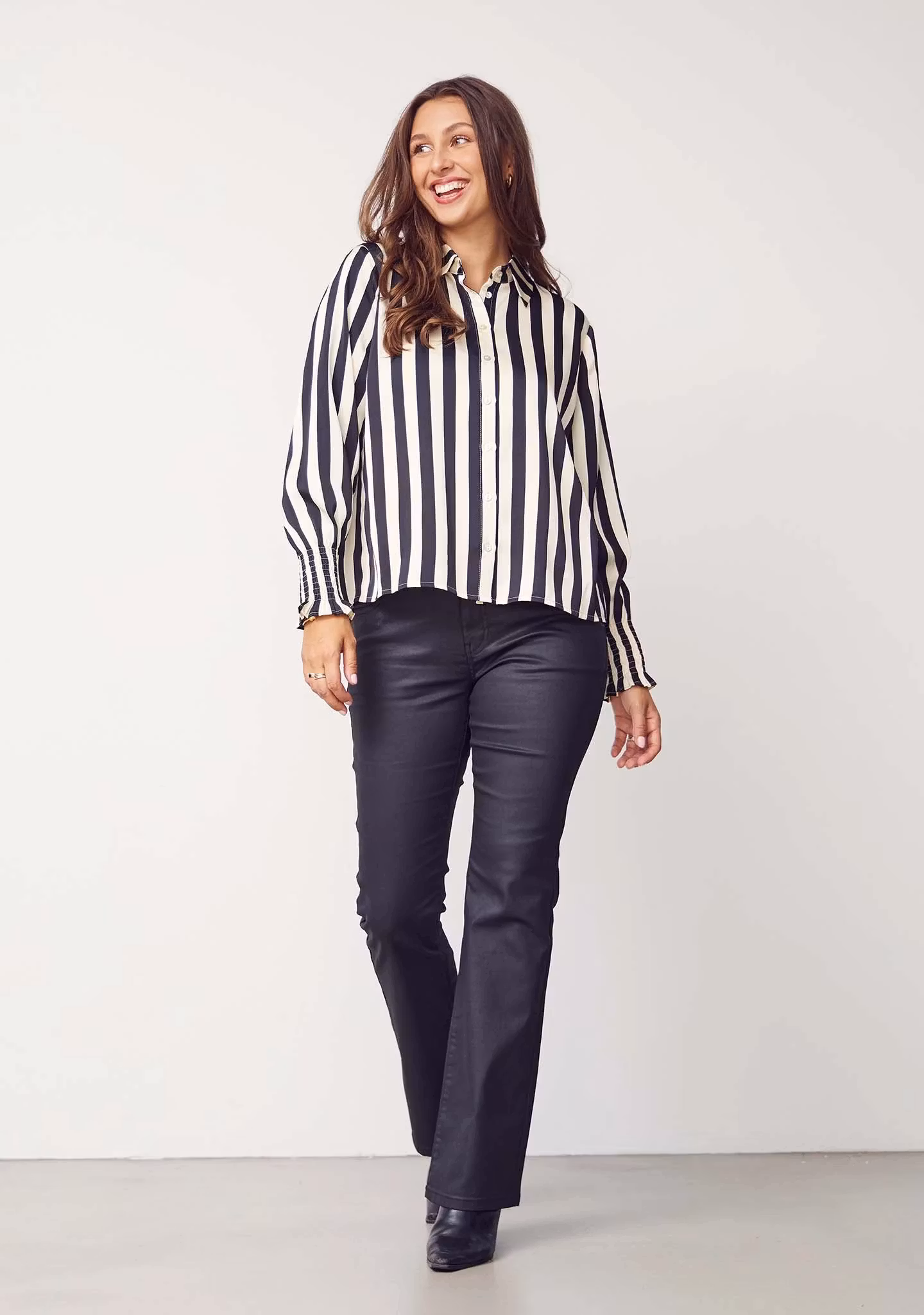 Melba skjortblus black/cream stripe