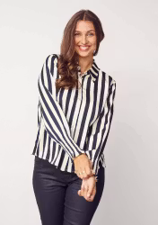Melba skjortblus black/cream stripe