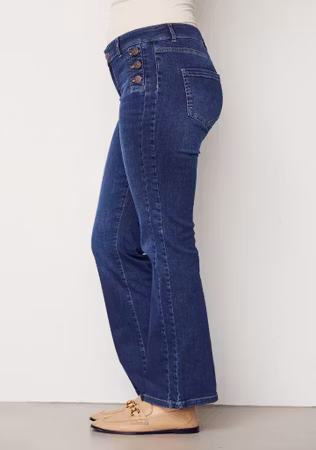 Como flare button jeans dark denim