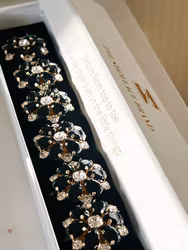 Knappsmycke svarta stenar guld 6-pack