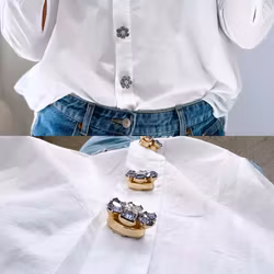 Knappsmycke blålila stenar guld 6-pack