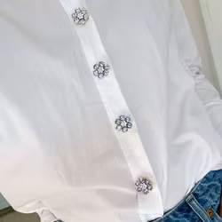 Knappsmycke blålila stenar guld 6-pack