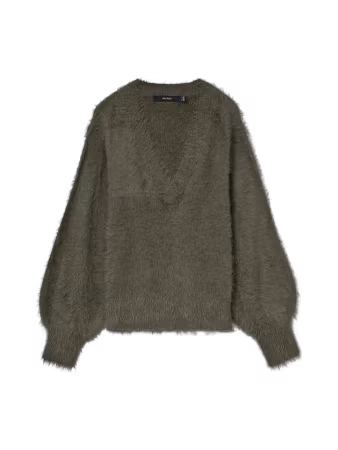 Poilu v-neck stickad army