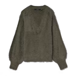 Poilu v-neck stickad army