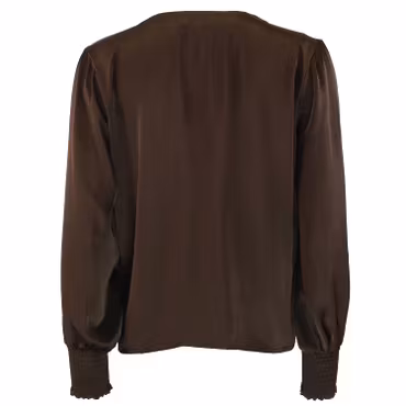 Karina satin wrap blus brun