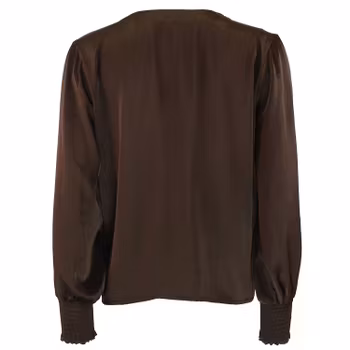 Karina satin wrap blus brun
