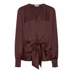 Karina satin wrap blus vinröd