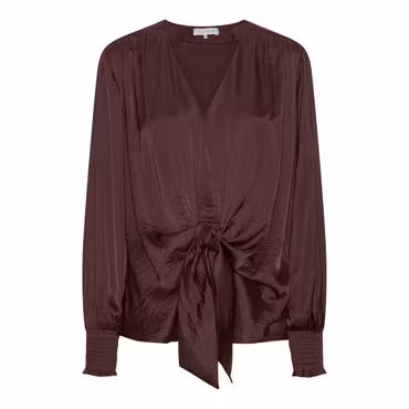 Karina satin wrap blus vinröd