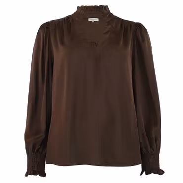 Moe satin blus brun