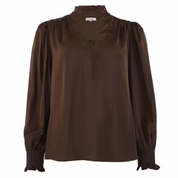Moe satin blus brun